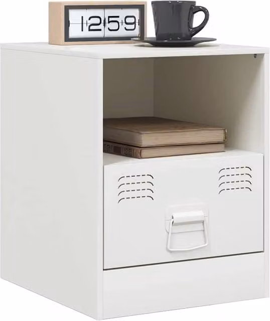 Berkfield Home Stylish Bedside Cabinets, 2 Piece Set, White, W/D/H: 34.5 x 39 x 44 cm