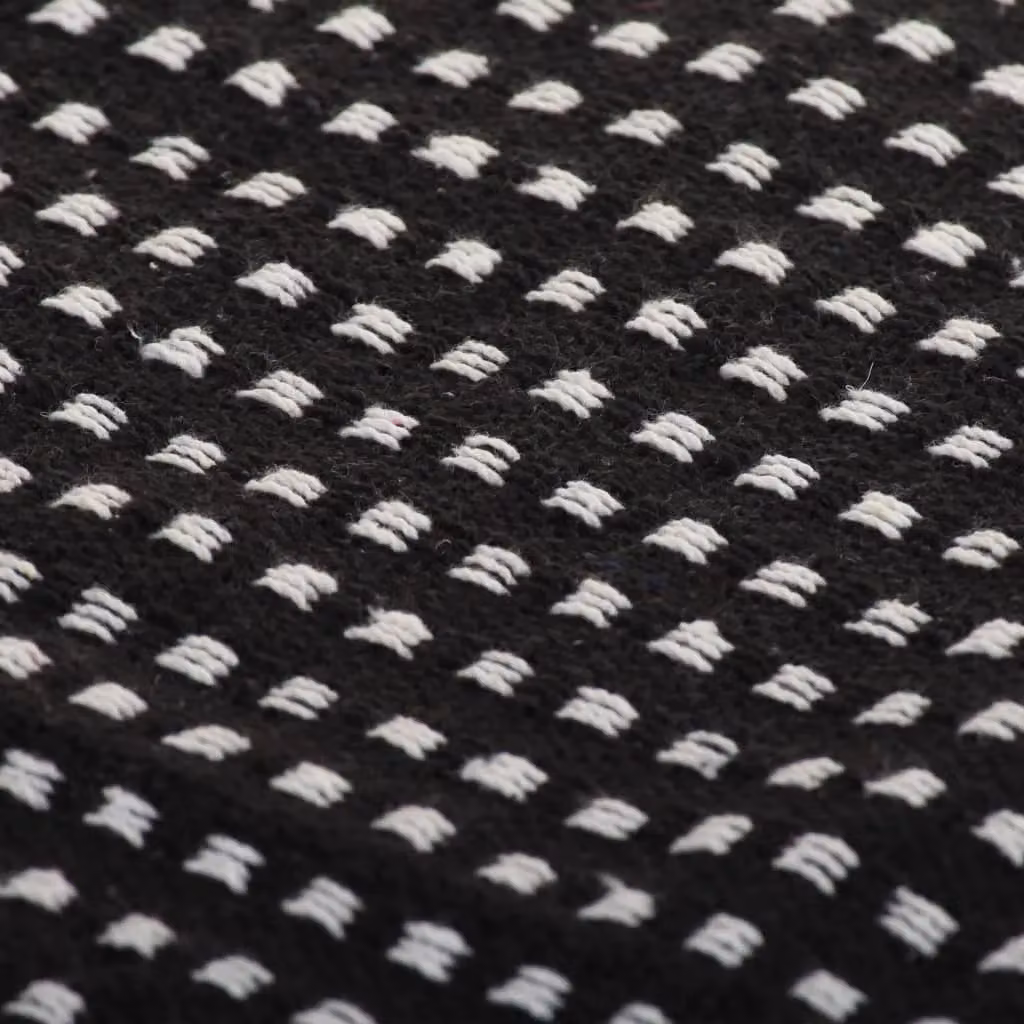 Berkfield Home Geometric Cotton Throw with Fringes, Black, W: 125 cm, D: 150 cm – 5