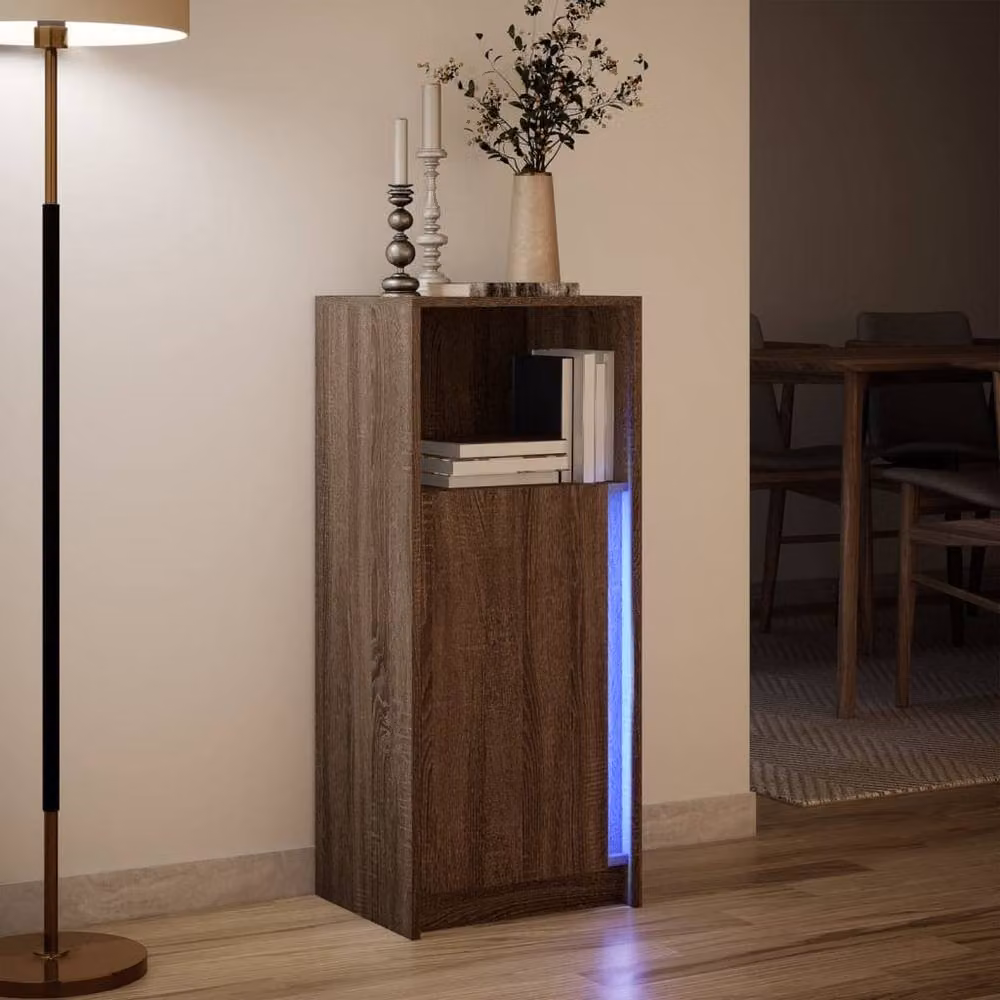 Berkfield Home Modern Sideboard in Brown Oak with Integrated LED Lighting, W/D/H: 42.5 x 34 x 100 cm – 3
