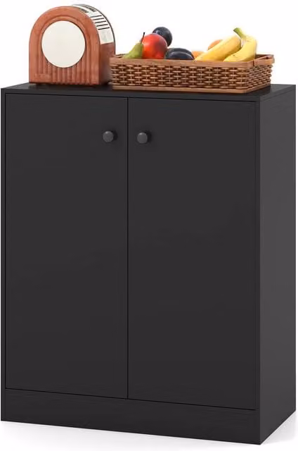 Costway Modern 2-Door Black Buffet Sideboard Cabinet with Internal Shelves for Kitchen or Hallway