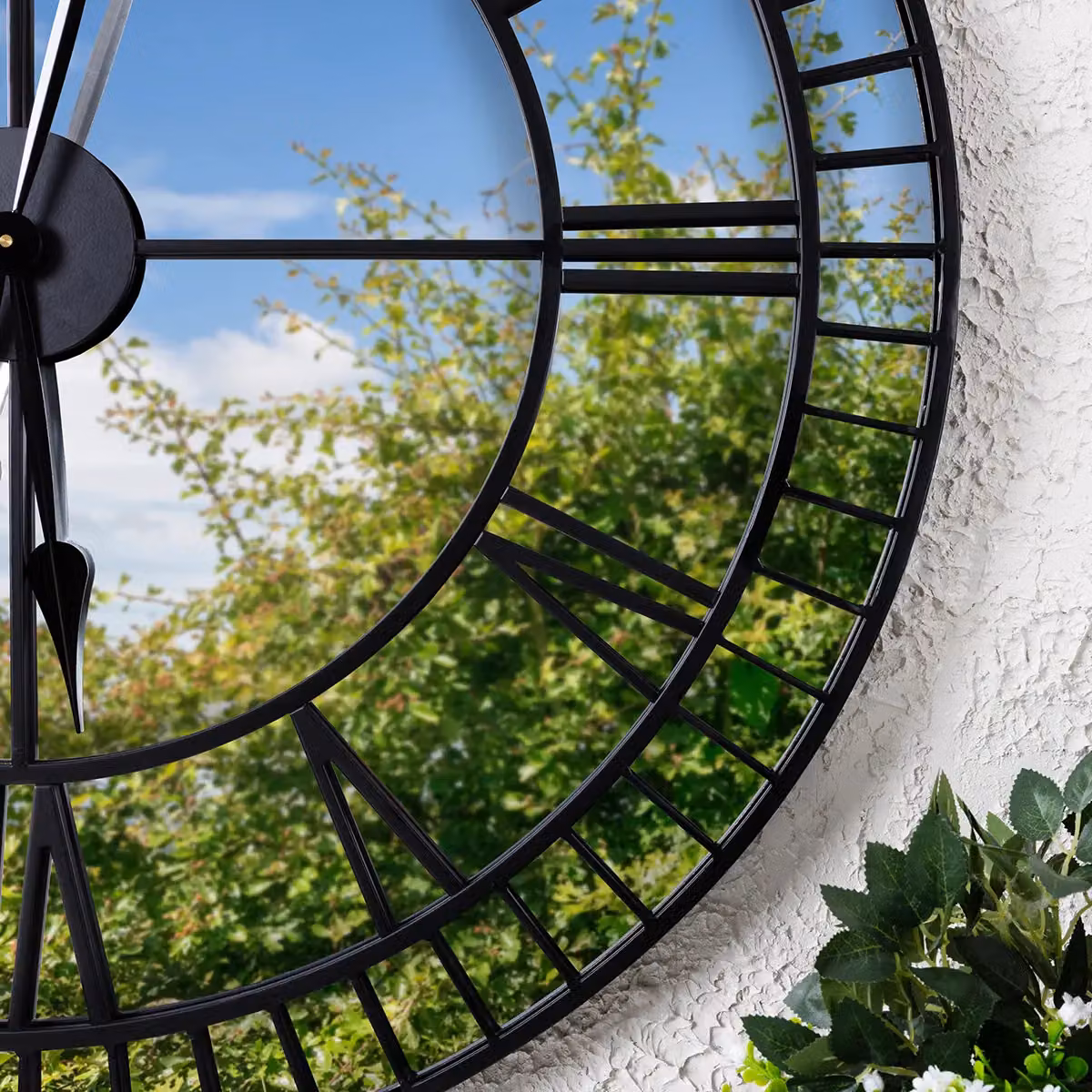 Charles Bentley Windermere Mirrored Skeleton Wall Clock, Black, Diameter: 90 cm – 3