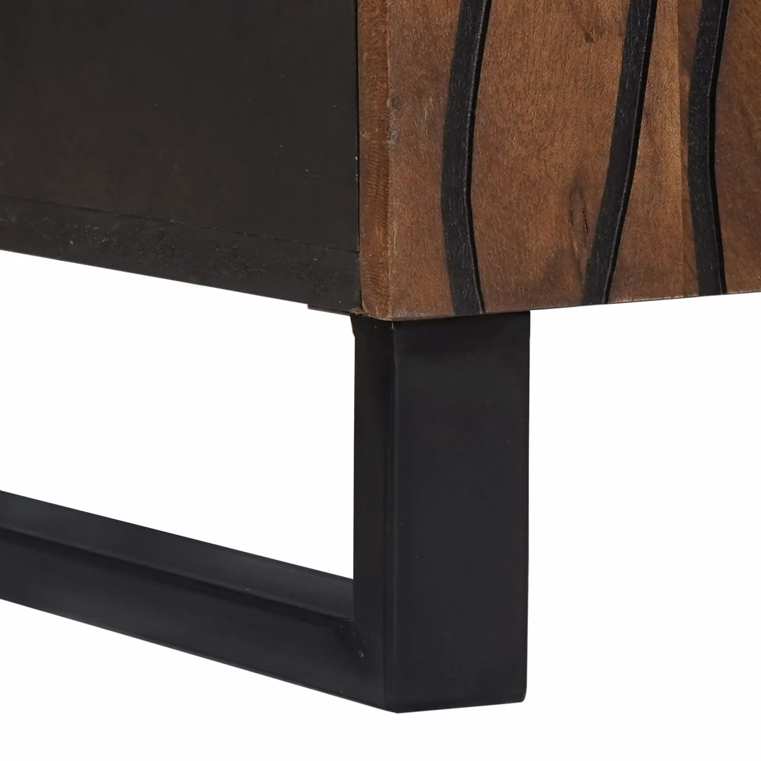 Berkfield Rustic Mango Wood and Metal Home Media Storage Cabinet, Brown, W: 60 cm, D: 33.5 cm, H: 75 cm – 4