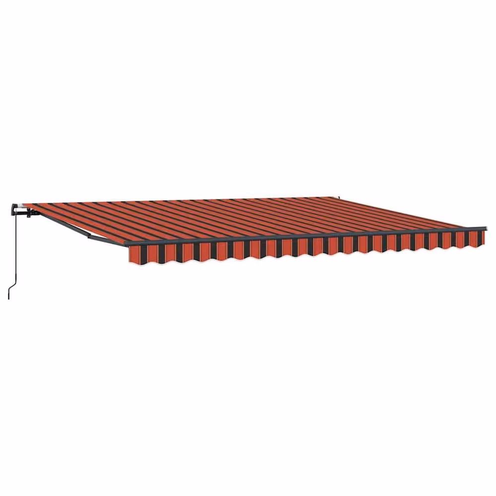 Berkfield Home Manual Retractable Folding Arm Awning in Orange and Brown Striped Acrylic Fabric, W: 450 cm, D: 350 cm – 3
