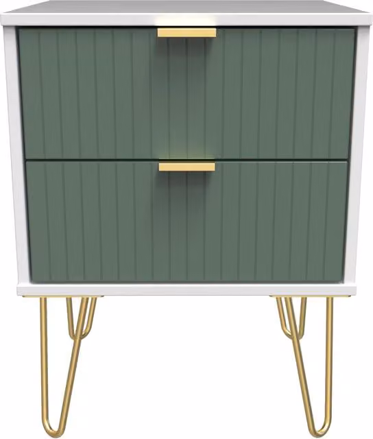 2 U Bexley 2 Drawer Bedside Cabinet in Green and Gold – 1