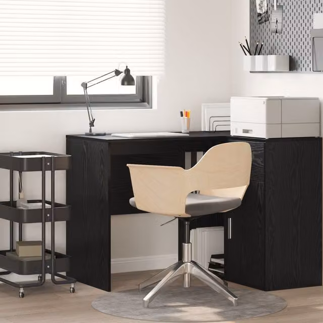 Berkfield Home Modern Compact Writing Desk in Black Oak Engineered Wood