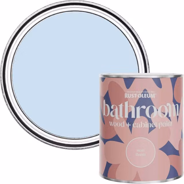 Rust-Oleum Moisture Resistant Bathroom Wood and Cabinet Paint in Matt Finish, Powder Blue, 0.75 l