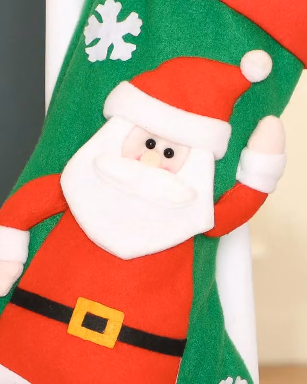 Dibor Set of 4 Santa Hanging Legs Christmas Tree Gift Bags in Green, White and Red – 3