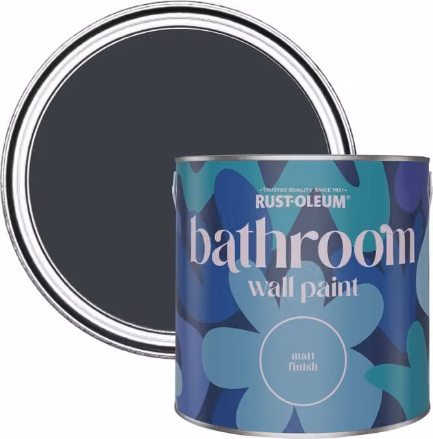Rust-Oleum Mould Resistant Matt Bathroom Wall and Ceiling Paint, Anthracite Grey, 2.5 l