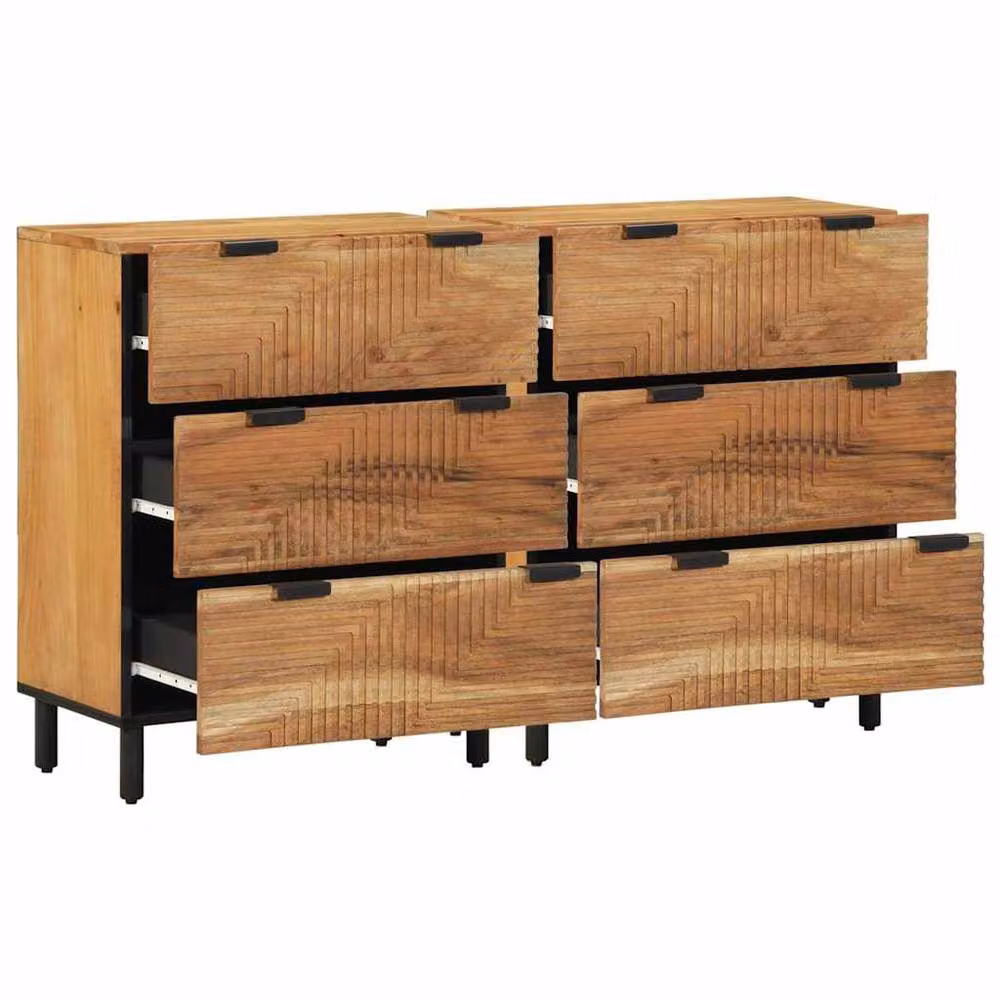 Berkfield Home Set of 2 Brown Acacia Solid Wood Sideboards, W/D/H: 60 x 33 x 75 cm – 2