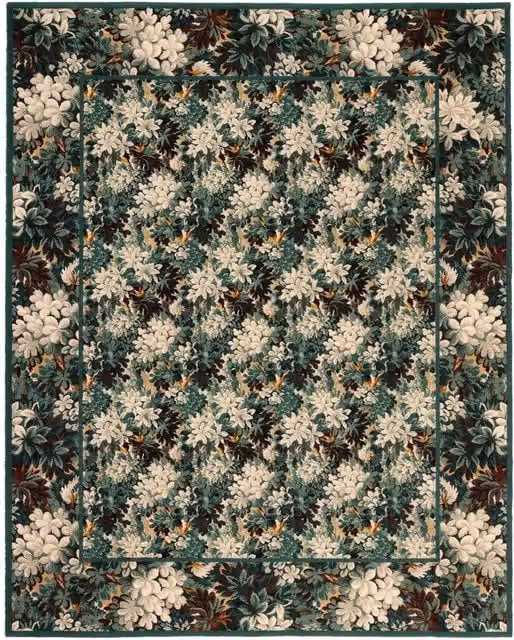 House of Hackney SILVA Floral Wool Rug in Cerulean Blue and Multicolour