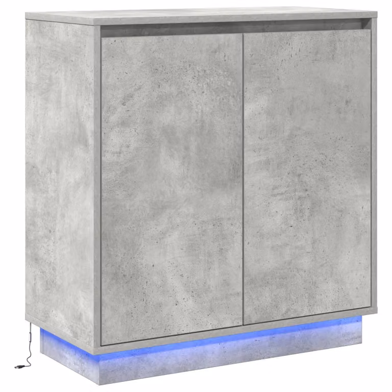 Berkfield Home Modern Concrete Grey Bedside Table with Integrated Lighting