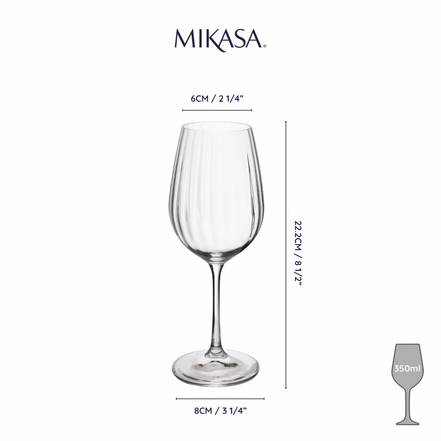 Mikasa Set of 4 Transparent Crystal Wine Glasses, 350ml per glass – 4