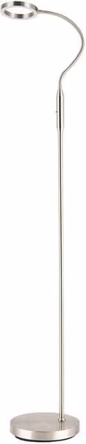 Happy Homewares Modern Task Floor Lamp with LED Halo Ring and CCT Memory Dimmer in Metallic Silver