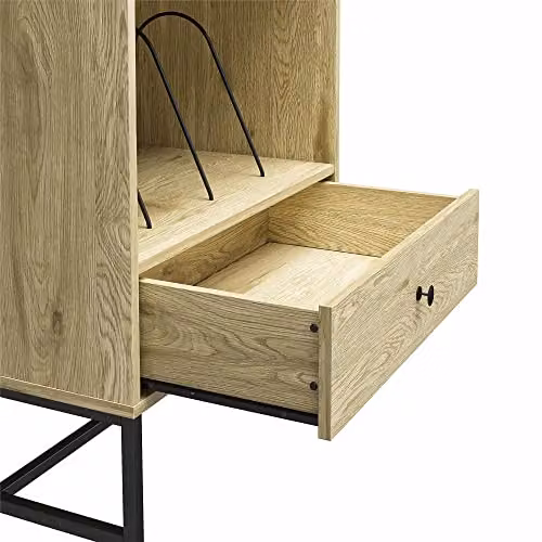 DHP Furniture Tamlin Record Stand in Oak Look Brown and Black – 3
