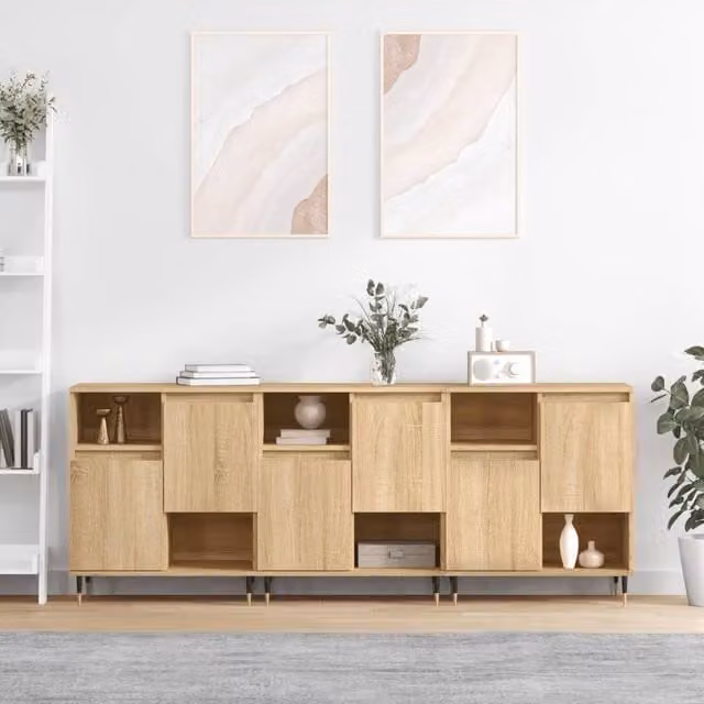 Berkfield Home 3-Piece Sonoma Oak Sideboard Set in Brown