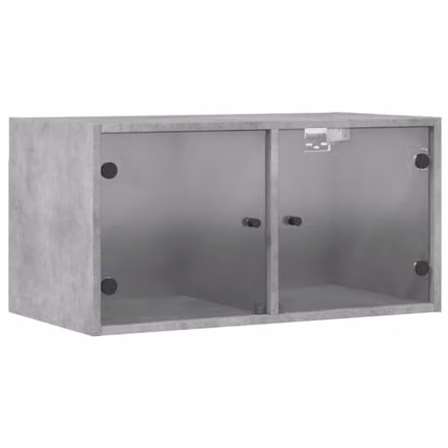 vidaXL Wall Cabinet with Glass Doors, Concrete Grey, W: 68.5 cm, D: 37 cm, H: 35 cm