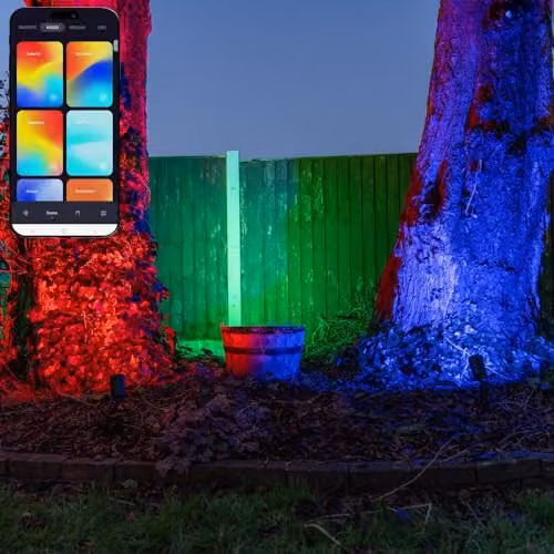 ValueLights Smart Outdoor Ground Spike Lights, Set of 3, Multicolour RGB, IP65 Waterproof, App and Voice Control with Alexa and Google Assistant, Black – 3