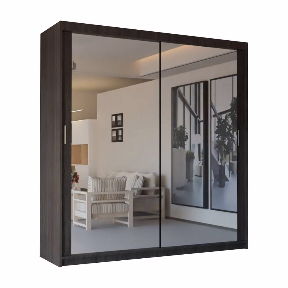 Sliding Wardrobes 4U Modern Double Sliding Door Wardrobe in Dark Brown, W 120 cm x H 217 cm – 2