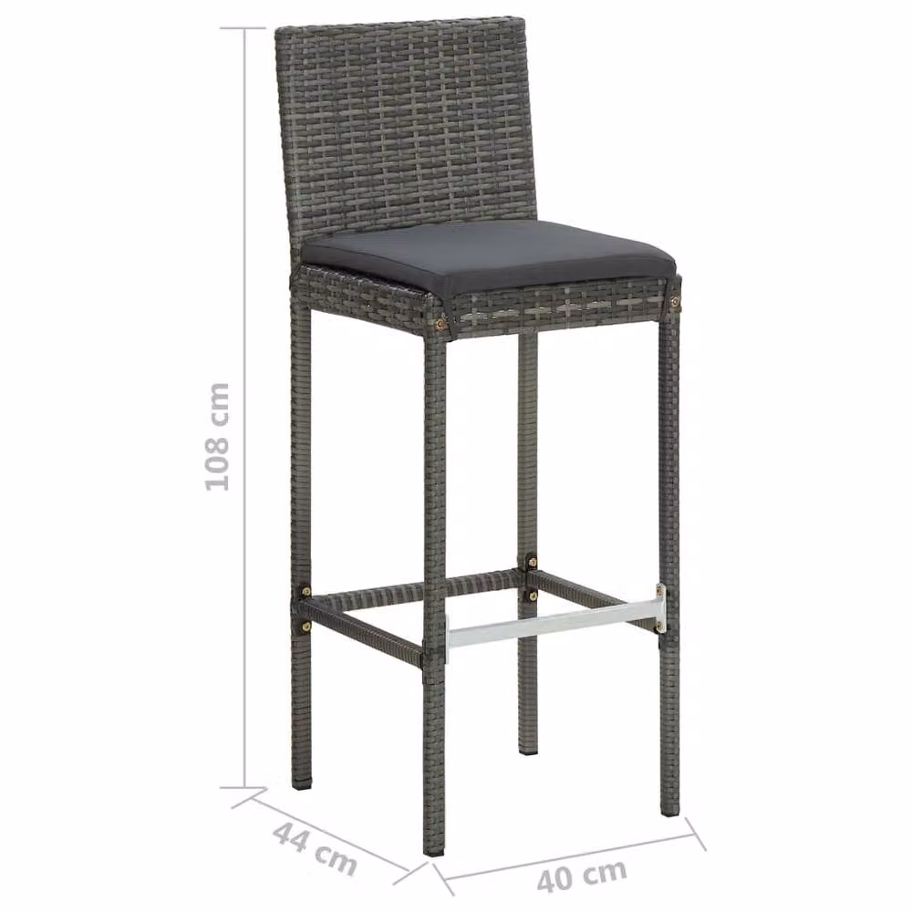 Berkfield Home Set of 4 Grey Poly Rattan Garden Bar Stools with Cushions – 5