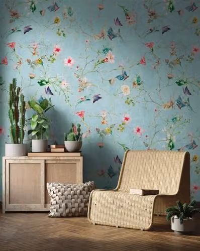 A.S. Création Cottage The Wall Non-Woven Floral Wallpaper in Turquoise, Green and Pink, W: 159 cm, H: 280 cm – 3