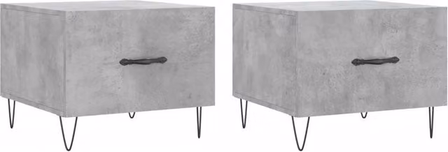 Berkfield Home Set of 2 Concrete Grey Square Coffee Tables, W/D/H: 50 x 50 x 40 cm