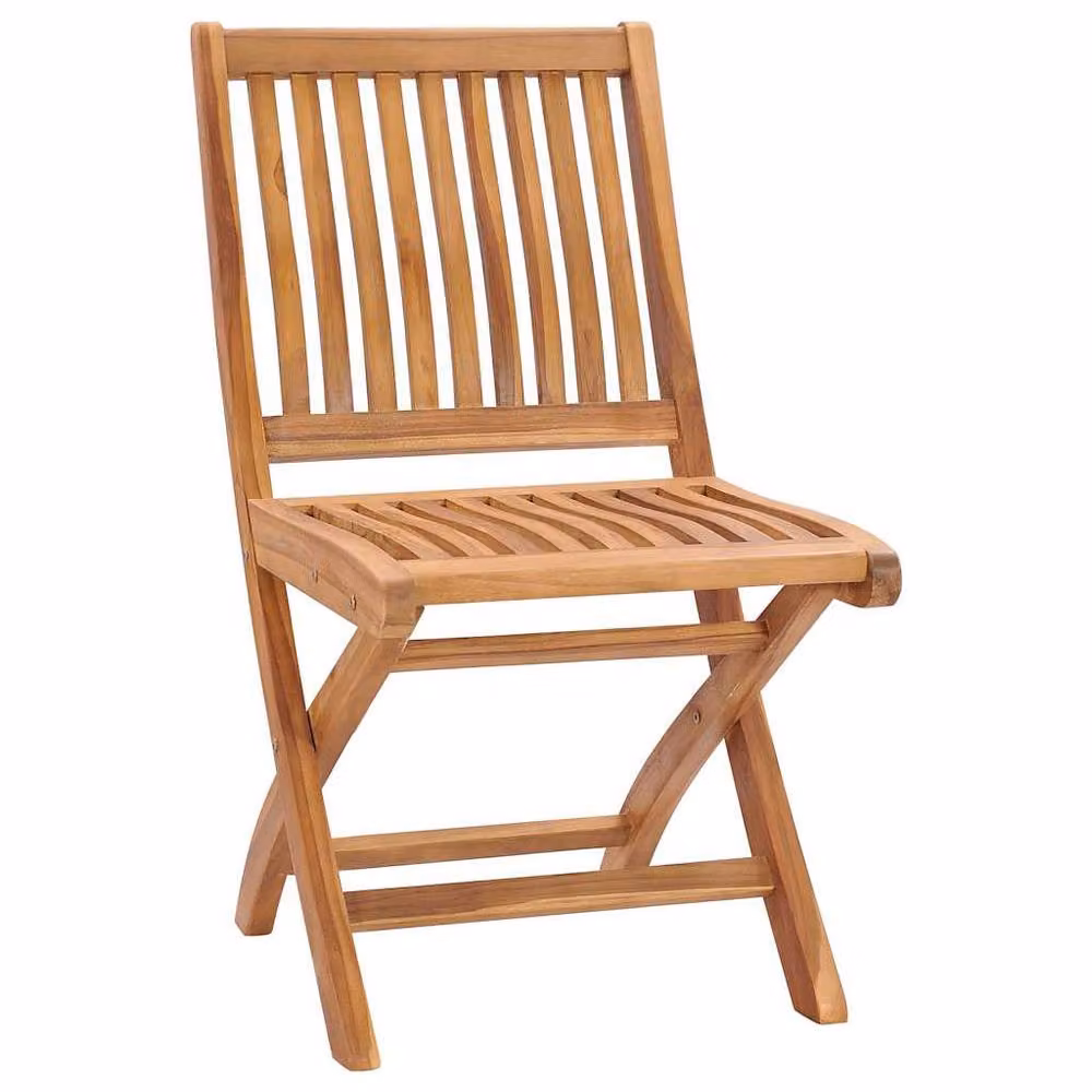 Berkfield Home Set of 6 Durable Folding Garden Chairs in Brown Solid Teak Wood – 3
