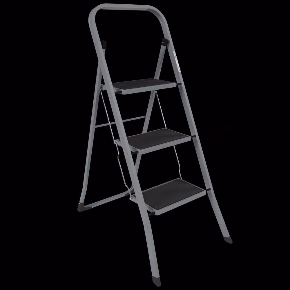 HD Designs 3 Step Folding Ladder with Anti-Slip Mat in Grey – 7