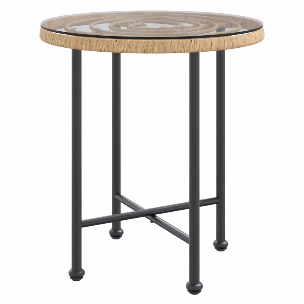 Berkfield Home Modern Dining Table with Brown Tempered Glass and Steel, Diameter: 50 cm – 2