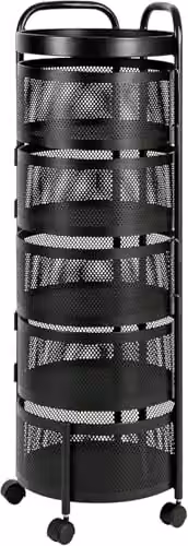 Hygrad Built to Survive 5 Tier Round Rotating Storage Cart Trolley Shelf in Black – 1