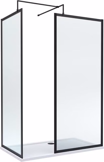 Balterley Framed Walk-In Wetroom Bundle with Rectangular Tray, Matt Black, W: 1400 mm, D: 700 mm