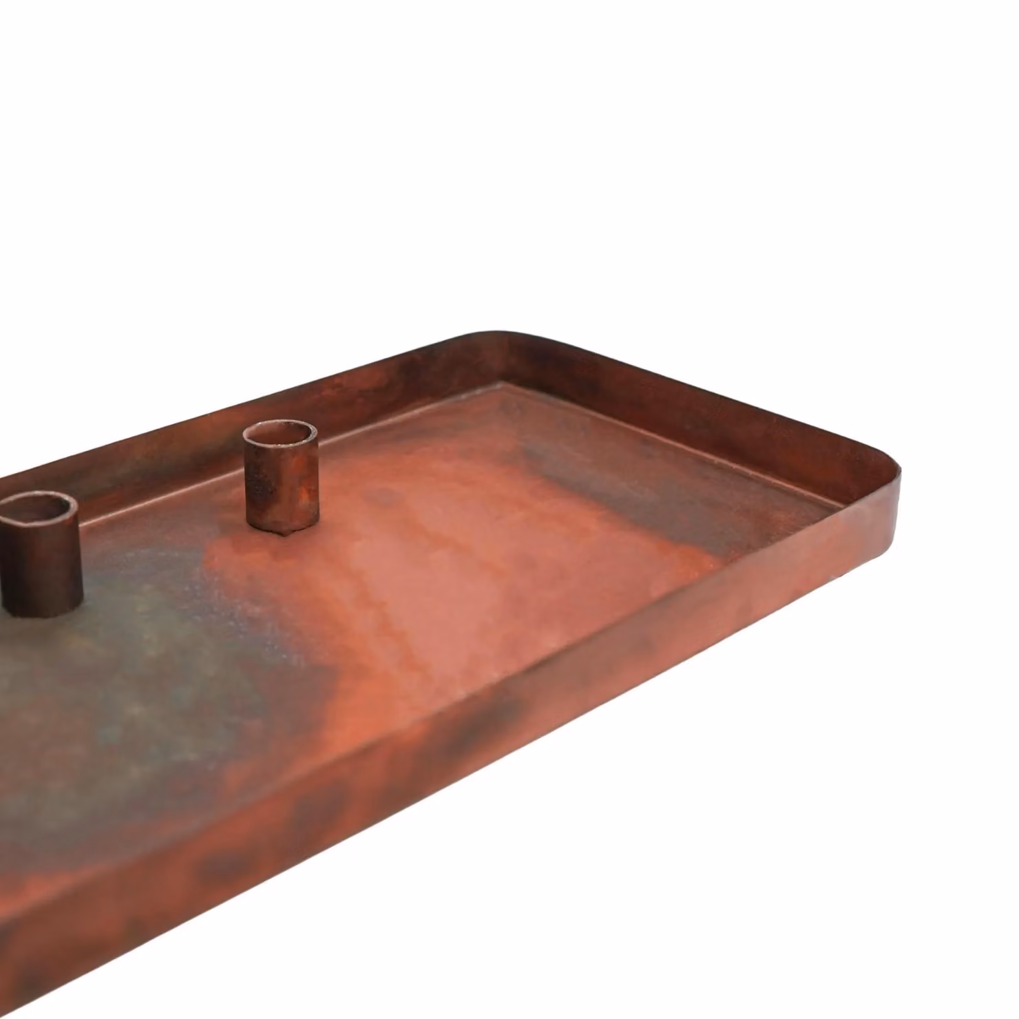 Ivyline Bronze Metal Rectangular Centrepiece with Magnetic Candle Holders W: 60 cm, D: 20 cm, H: 2.5 cm – 2