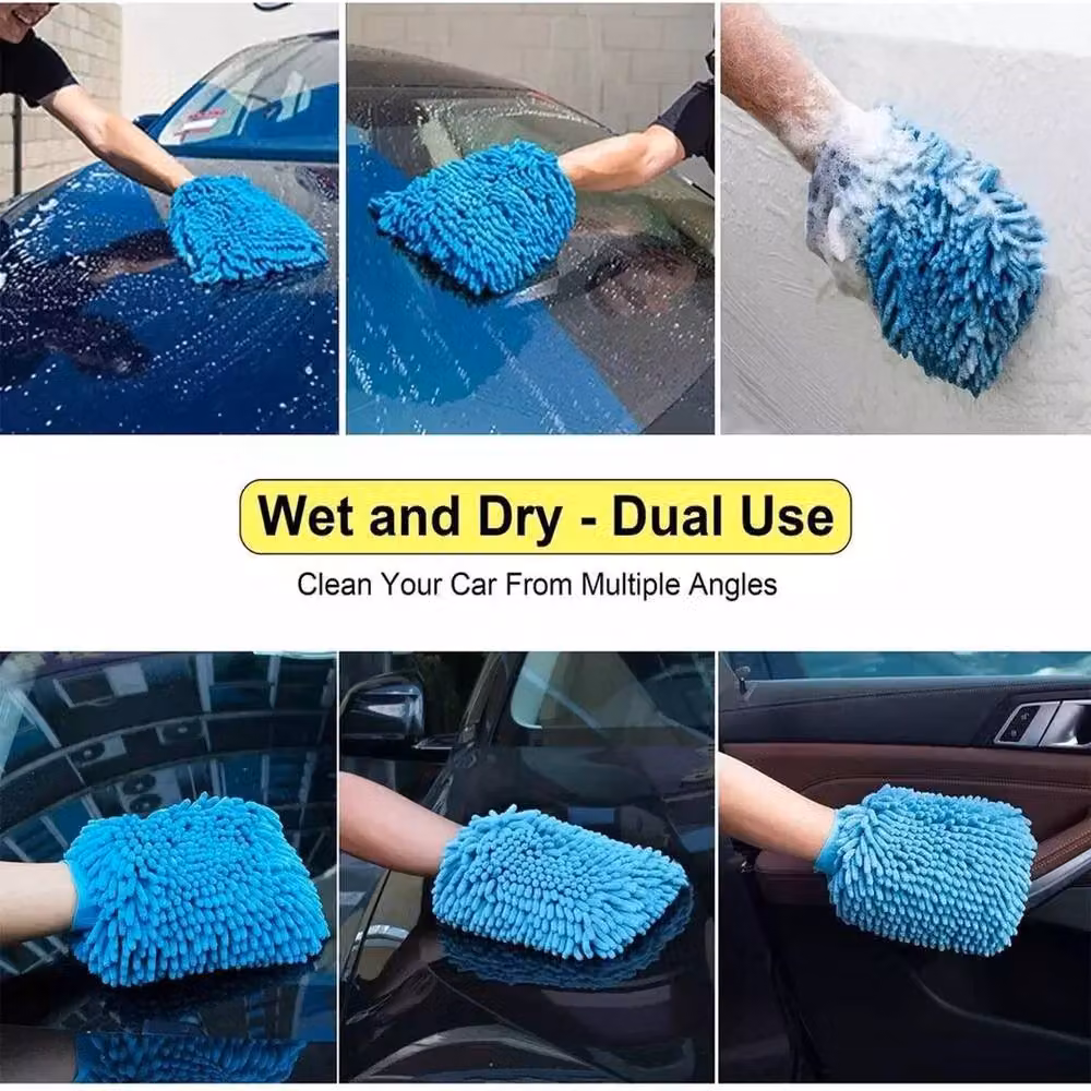 Kelvenix Blue Microfibre Car Washing Cleaning Gloves (Pack of 2) – 2