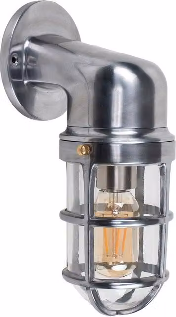 ValueLights Quay Maritime Silver Metal Outdoor Wall Lantern with Transparent Glass – 1