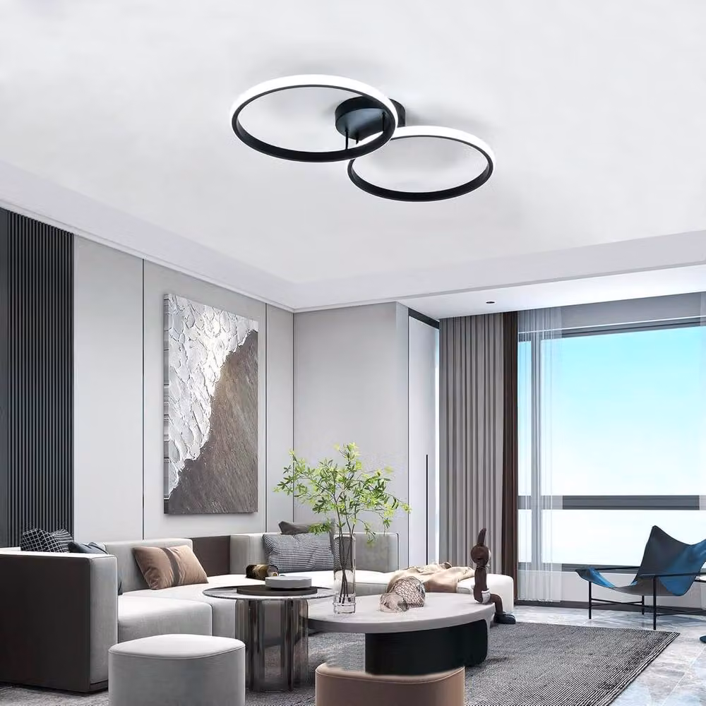 Goeco Modern Round LED Ceiling Light in Black, 36W, Diameter: 54 cm – 3