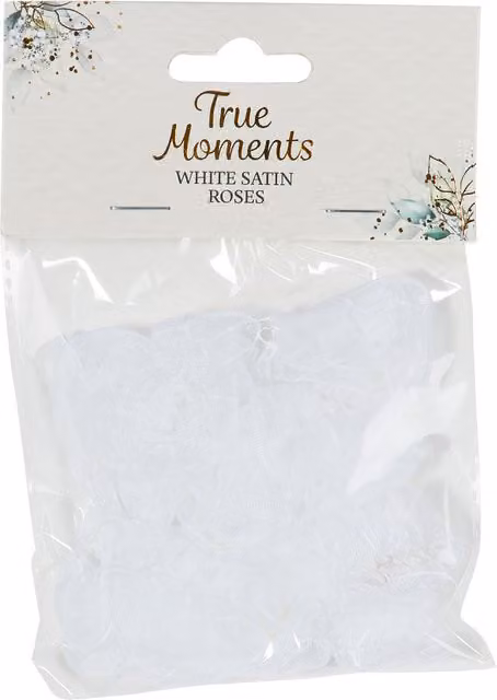 True Moments White Satin Bows and Roses for Weddings