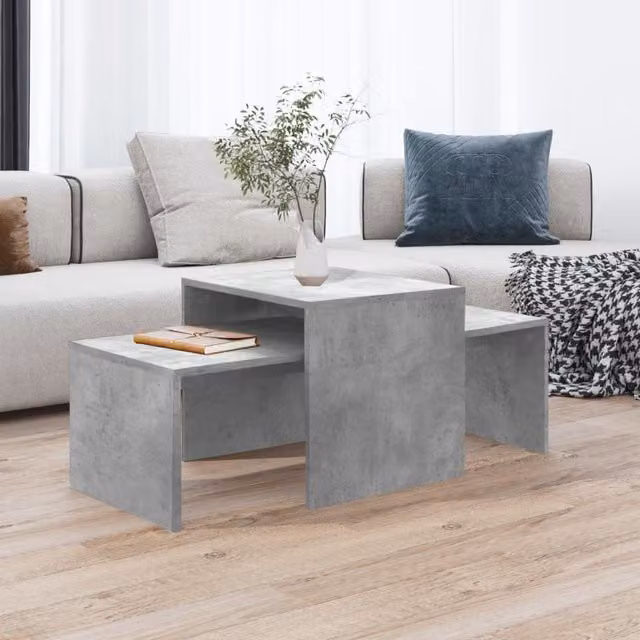 Berkfield Home Concrete Grey Coffee Table Set, W: 100 cm, D: 48 cm, H: 40 cm