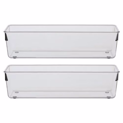 Orsina Set of Two Slim Plastic Kitchen Organisers in Transparent, W/D/H: 8.0 x 31.0 x 10.0 cm