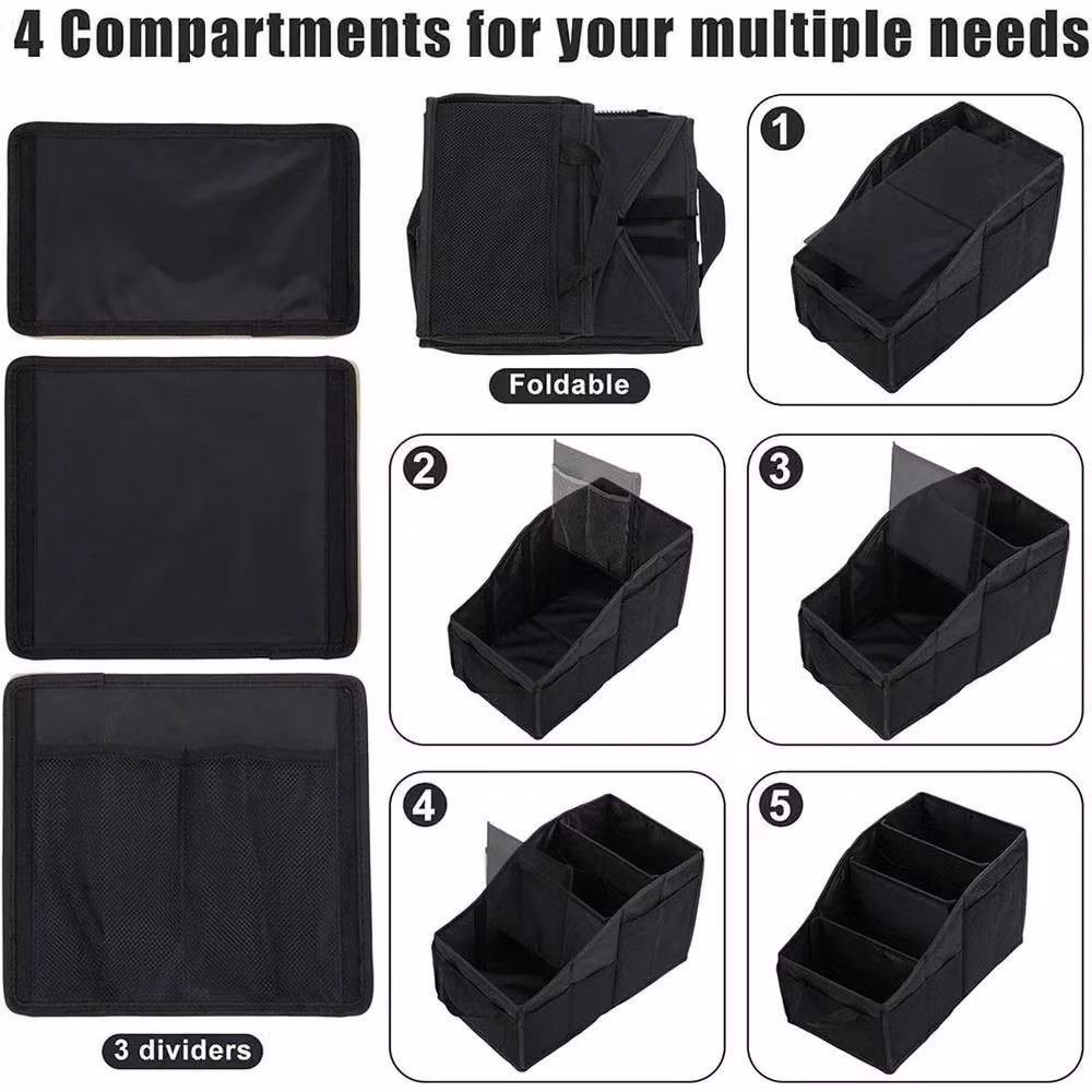 PAWNORA Multi-Pocket Textile Storage Box in Black – 2
