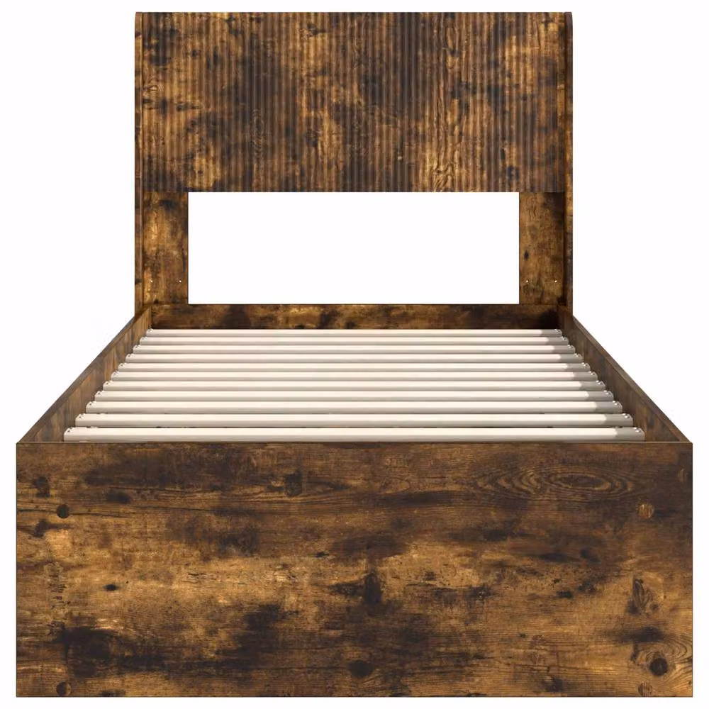 Berkfield Home Modern Bed Frame with Headboard and Side Compartment Storage, Smoked Oak Brown, W/D/H: 90 x 190 cm – 4