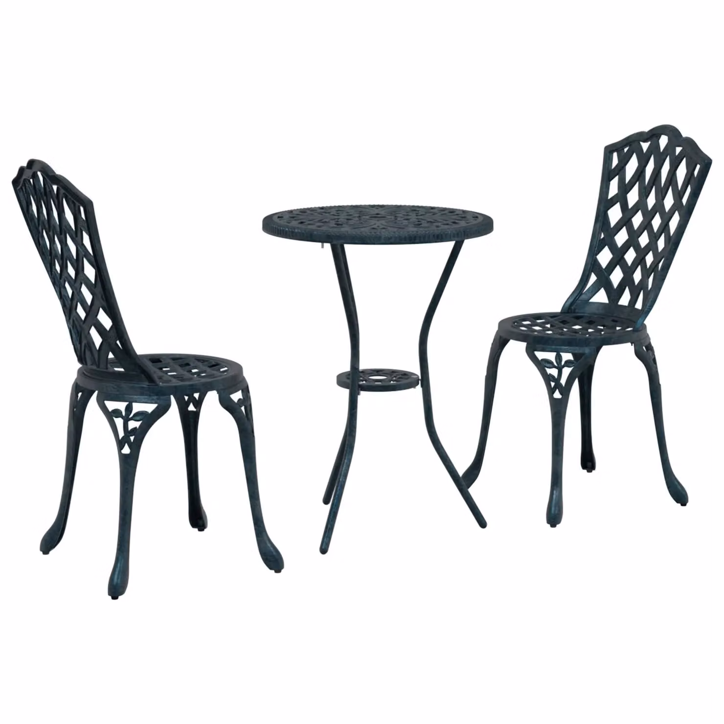 Berkfield Home 3 Piece Green Cast Aluminium Garden Bistro Set – 2