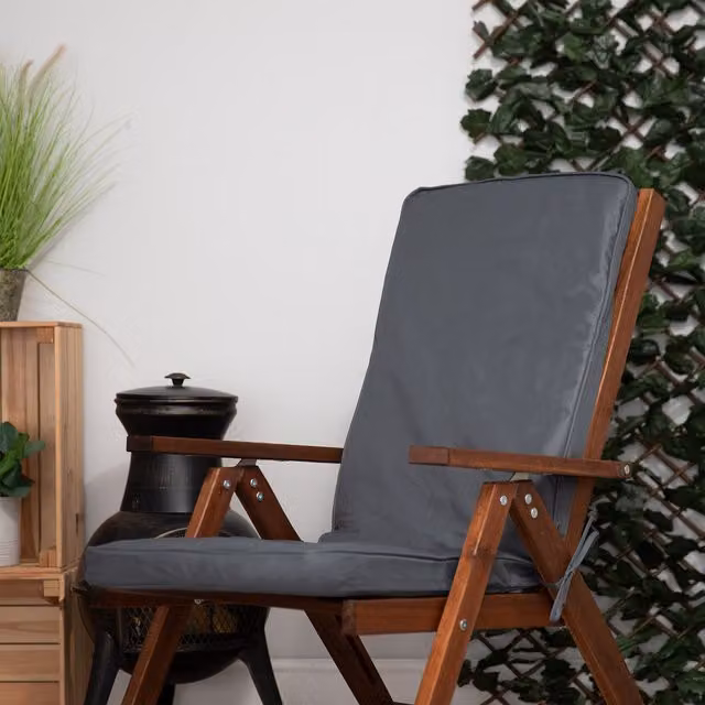Icon High Back Indoor Outdoor Chair Cushion in Grey, Pack of 2