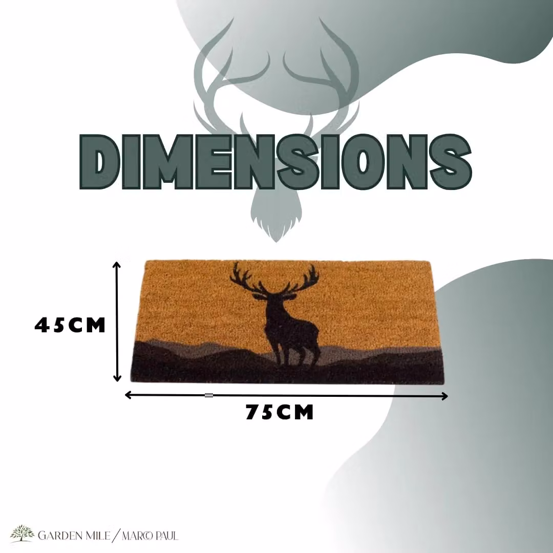 Marco Paul Heavy Duty Coir Door Mat with Monarch Stag Design in Brown, W: 75.0 cm, D: 45.0 cm – 3