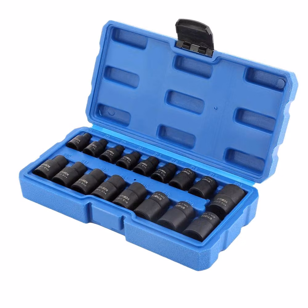 Nordara Impact E-Torx Socket Set, E5-E24, 3/8" & 1/2" Drive, 17pc, Black – 3