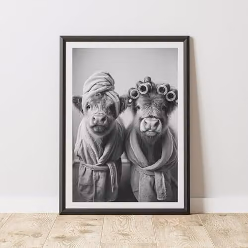 60 Second Makeover Highland Cow Couple Animal Print Paper Poster, A4