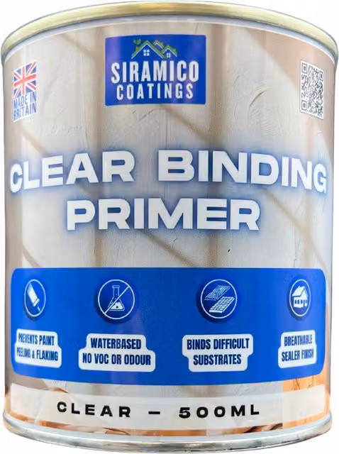 SIRAMICO COATINGS Clear Binding Primer, Water-Based Acrylic Sealer and Surface Stabiliser for Plaster, 0.5 l