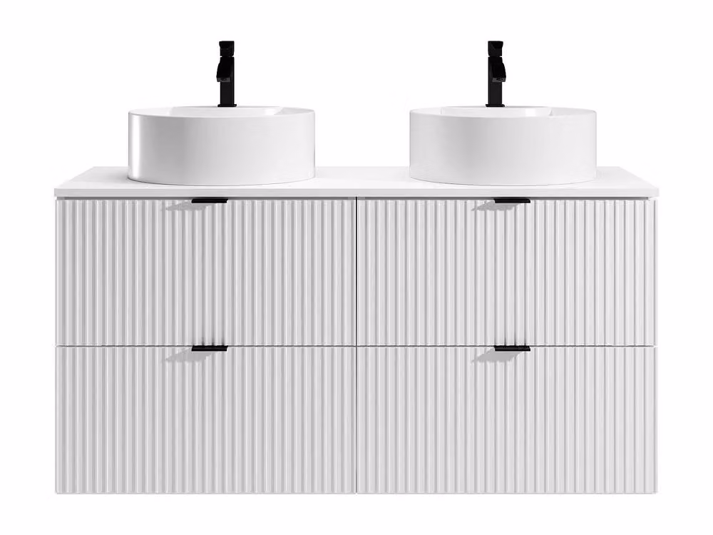 ZEVINI Striped Wall-Hung Bathroom Vanity Unit with Round Ceramic Basin in White, W/D/H: 60 x 47 x 60 cm – 2