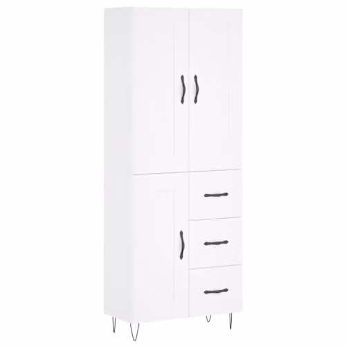 vidaXL Industrial Style White Highboard Sideboard with Metal Feet and Internal Shelves – 1