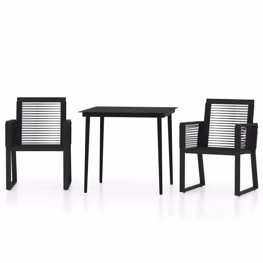 Berkfield Home 3 Piece Modern Garden Dining Set in Black – 2