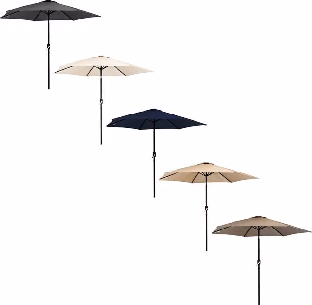 Charles Bentley Grey Metal Garden Patio Umbrella Parasol with Crank and Tilt