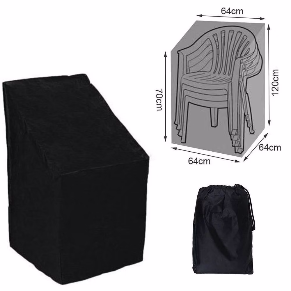 PAWNORA Waterproof Black Stackable Garden Dining Chair Cover in Polyester – 2